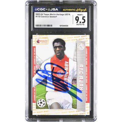Clarence Seedorf Ajax Autographed 2023-24 Topps Merlin Heritage UEFA #119 CGC Authenticated 9.5/10 Card