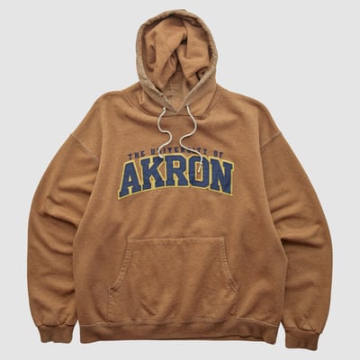 Akron Zips Champion 2000s Hooded Pullover Sweatshirt - Clay - S by Fanatics Real Vintage