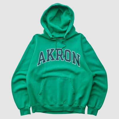 Akron Zips Champion 2000s Hooded Pullover Sweatshirt - Green - S by Fanatics Real Vintage