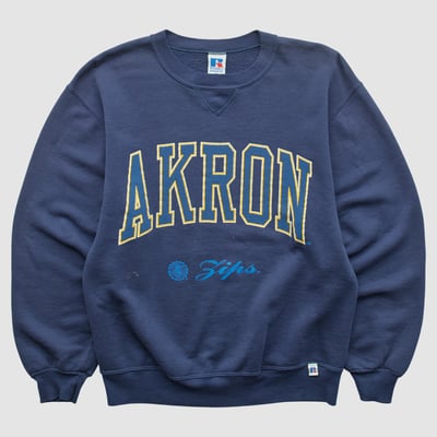 Akron Zips Russell 90s Pullover Sweatshirt - Navy - XS by Fanatics Real Vintage