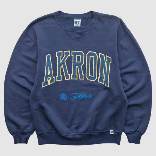 Akron Zips Russell 90s Pullover Sweatshirt - Navy - XS by Fanatics Real Vintage