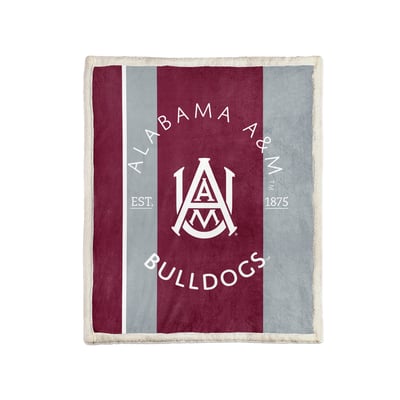 Alabama A&M Bulldogs Pegasus Block Stripe 50" x 60" Ultra Cozy Sherpa Blanket