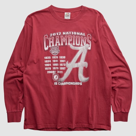 Alabama Crimson Tide Fruit of the Loom 2012 Long Sleeve T-shirt - Red - M by Fanatics Real Vintage