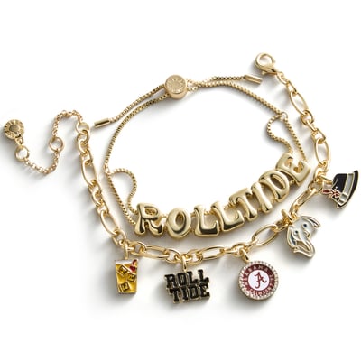 Alabama Crimson Tide BaubleBar Two-Piece Delicate Charm & Slogan Bracelet Set