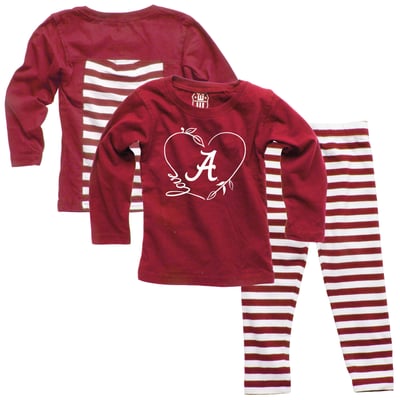 Alabama Crimson Tide Wes & Willy Girls Infant Long Sleeve Top and Pant Set - Crimson
