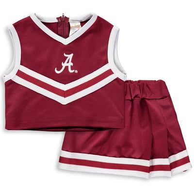 Alabama Crimson Tide Little King Girls Toddler Two-Piece Cheer V-Neck Top & Skirt Set - Crimson