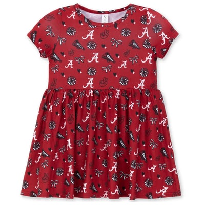 Alabama Crimson Tide ZooZatz Girls Toddler All-Over Print Short Sleeve Dress - Crimson