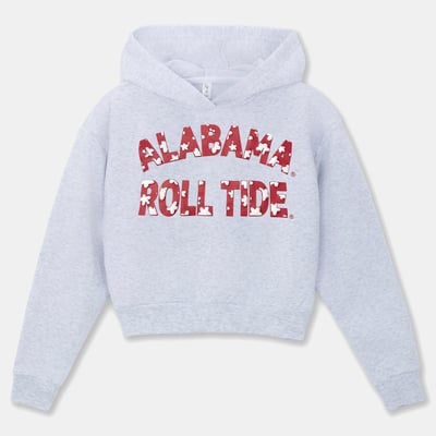 Alabama Crimson Tide ZooZatz Girls Youth Cropped Hoodie - Heather Gray