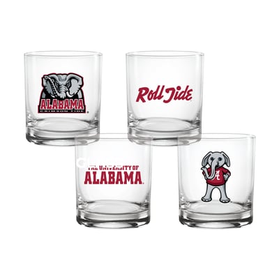  Alabama Crimson Tide Indigo Falls Core 4-Pack Collectors 14oz. Rocks Glass Set