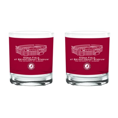  Alabama Crimson Tide Indigo Falls Core Stadium Rocks Glass 2-Pack