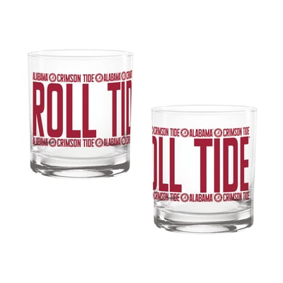 Indigo Falls Alabama Crimson Tide Elevated Rocks Glass - Set of 2
