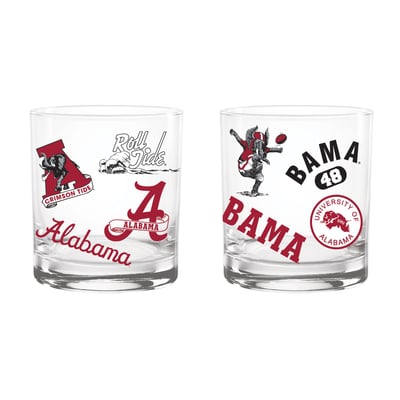 Indigo Falls Alabama Crimson Tide Medley Vintage Rocks Glass - Set of 2
