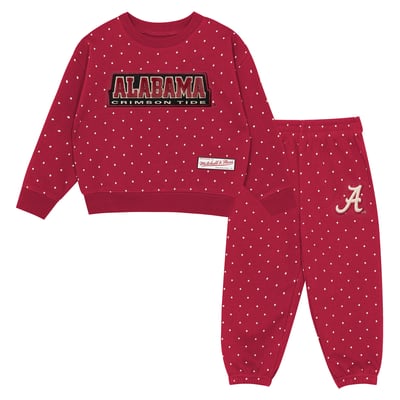 Alabama Crimson Tide Mitchell & Ness Infant Polka Dot Sweatshirt & Pants Set - Crimson