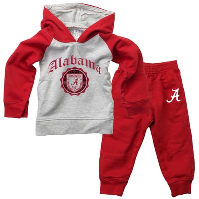  Alabama Crimson Tide Wes & Willy Infant Raglan Hoodie and Sweatpants Set - Crimson