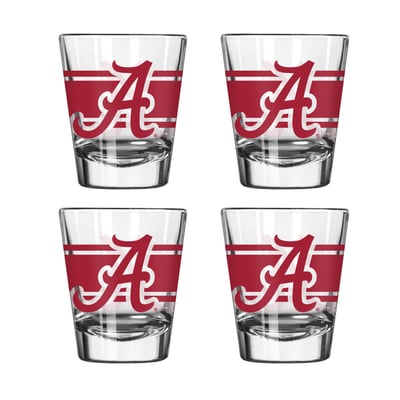 Alabama Crimson Tide Logo Brands Four-Piece Stripe Shot Glass Set