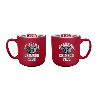 Alabama Crimson Tide Logo Brands Two-Piece 15oz. Stripe Mug Set