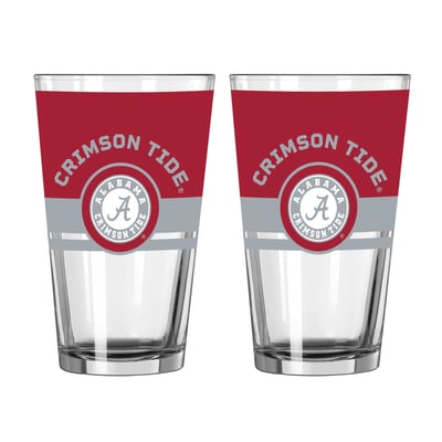 Alabama Crimson Tide Logo Brands Two-Piece 16oz. Horizon Pint Glass Set