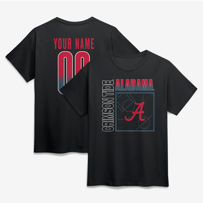 Alabama Crimson Tide  Home Court Pop Personalized Any Name & Number T-Shirt - Black