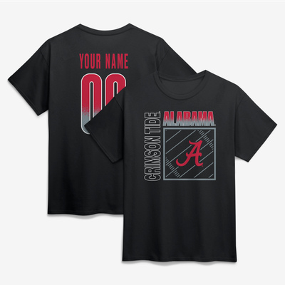 Alabama Crimson Tide  Home Field Pop Personalized Any Name & Number T-Shirt - Black