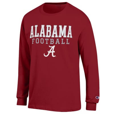 Alabama Crimson Tide Champion Football Stack Long Sleeve T-Shirt - Crimson