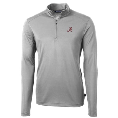 Alabama Crimson Tide Cutter & Buck Virtue Eco Pique Recycled Quarter-Zip Jacket - Gray