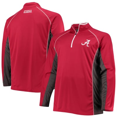 Alabama Crimson Tide Fanatics Big & Tall Quarter-Zip Raglan Jacket - Crimson