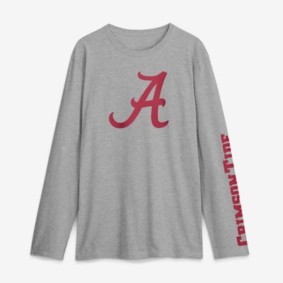 Alabama Crimson Tide Logo Athletic Primary Logo Long Sleeve T-Shirt - Heather Gray