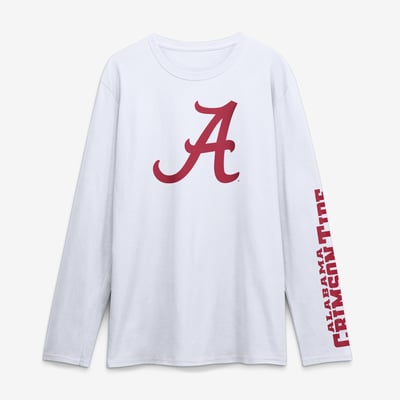 Alabama Crimson Tide Logo Athletic Primary Logo Long Sleeve T-Shirt - White