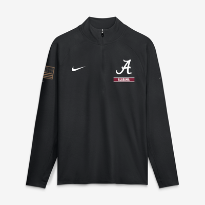 Alabama Crimson Tide Nike 2026 Military Appreciation Stride Raglan Dri-FIT Half-Zip Pullover - Black