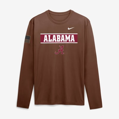 Alabama Crimson Tide Nike 2026 Military Appreciation Dri-FIT Long Sleeve T-Shirt - Brown