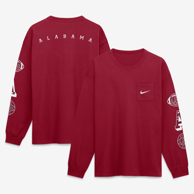 Alabama Crimson Tide Nike Academic Long Sleeve Pocket T-Shirt - Crimson
