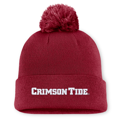  Alabama Crimson Tide Nike Peak Cuffed Knit Hat With Pom - Crimson