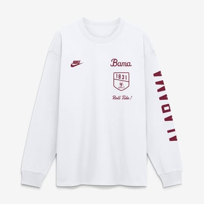  Alabama Crimson Tide Nike Max 90 Legacy Multi Graphic Long Sleeve T-Shirt - White