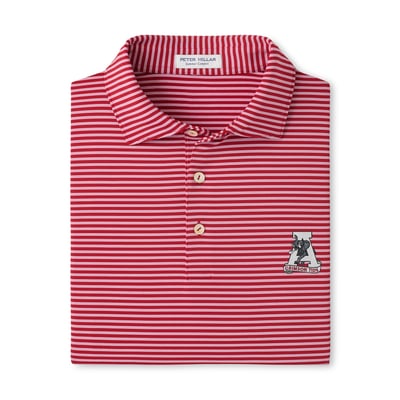  Alabama Crimson Tide Peter Millar Tiebreaker Performance Jersey Stripe Polo - Crimson