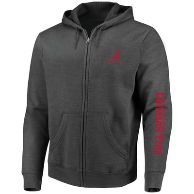 Alabama Crimson Tide Profile Big & Tall Full-Zip Hoodie - Heather Charcoal
