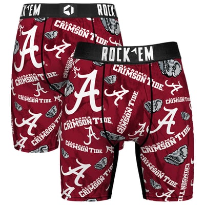  Alabama Crimson Tide Rock Em All Over Logo Boxer Briefs - Crimson