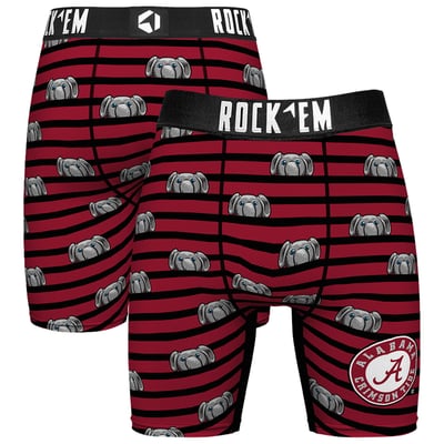  Alabama Crimson Tide Rock Em Mascot Stripes Boxer Briefs - Crimson