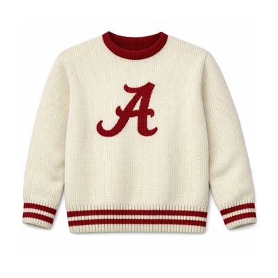  Alabama Crimson Tide Uscape Apparel Renew Varsity Sweater - Cream