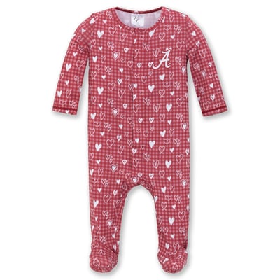 Alabama Crimson Tide ZooZatz Newborn & Infant Hearts Magnetic Closure Sleeper - Crimson