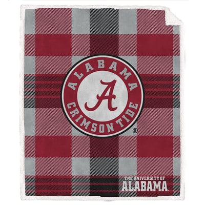 Alabama Crimson Tide Pegasus Bold Plaid Steel 50" x 60" Ultra Cozy Sherpa Blanket