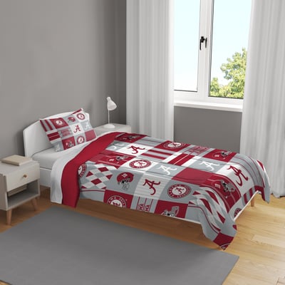 Alabama Crimson Tide Pegasus Patchwork Plaid Two-Piece Twin/Twin XL Bed in a Bag Set