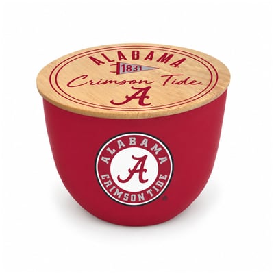 Alabama Crimson Tide Pegasus Script Circle Wood Top 16oz. Ceramic Candle