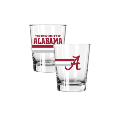 Alabama Crimson Tide The Memory Company Two-Piece 15oz. Big Stripes Double Old Fashioned Glass Set