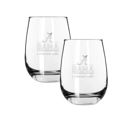 Alabama Crimson Tide The Memory Company Two-Piece 15oz. Classic Crew Stemless Wine Glass Set