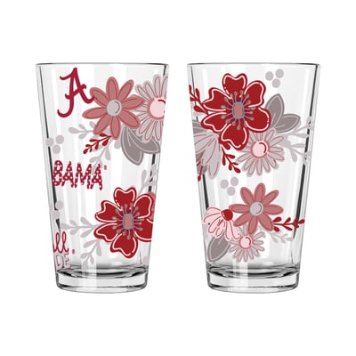 Alabama Crimson Tide The Memory Company Two-Piece 16oz. Flowers Pint Glass Set
