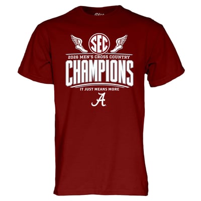 Alabama Crimson Tide Blue 84 Unisex 2026 SEC Men's Cross Country Champions Locker Room T-Shirt - Crimson