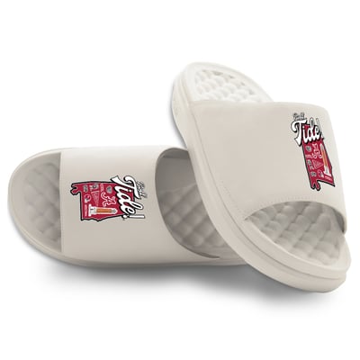 Alabama Crimson Tide ISlide Unisex Landmark Motive Slide Sandals - Cream