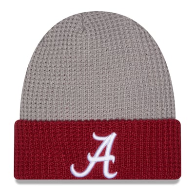 Alabama Crimson Tide New Era Unisex Cuffed Waffle Knit Hat - Gray/Crimson