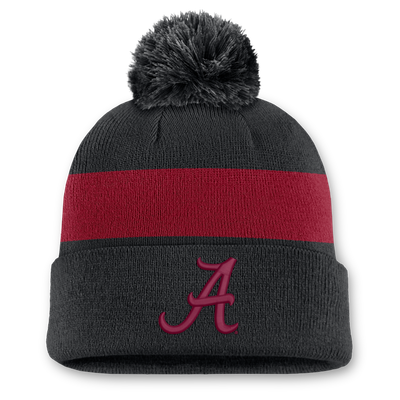 Alabama Crimson Tide Nike Unisex Primetime Stripe Cuffed Knit Hat with Pom - Black