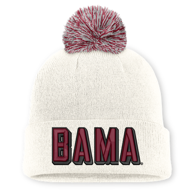 Alabama Crimson Tide Nike Unisex Letter Mascot Knit Hat with Pom - White